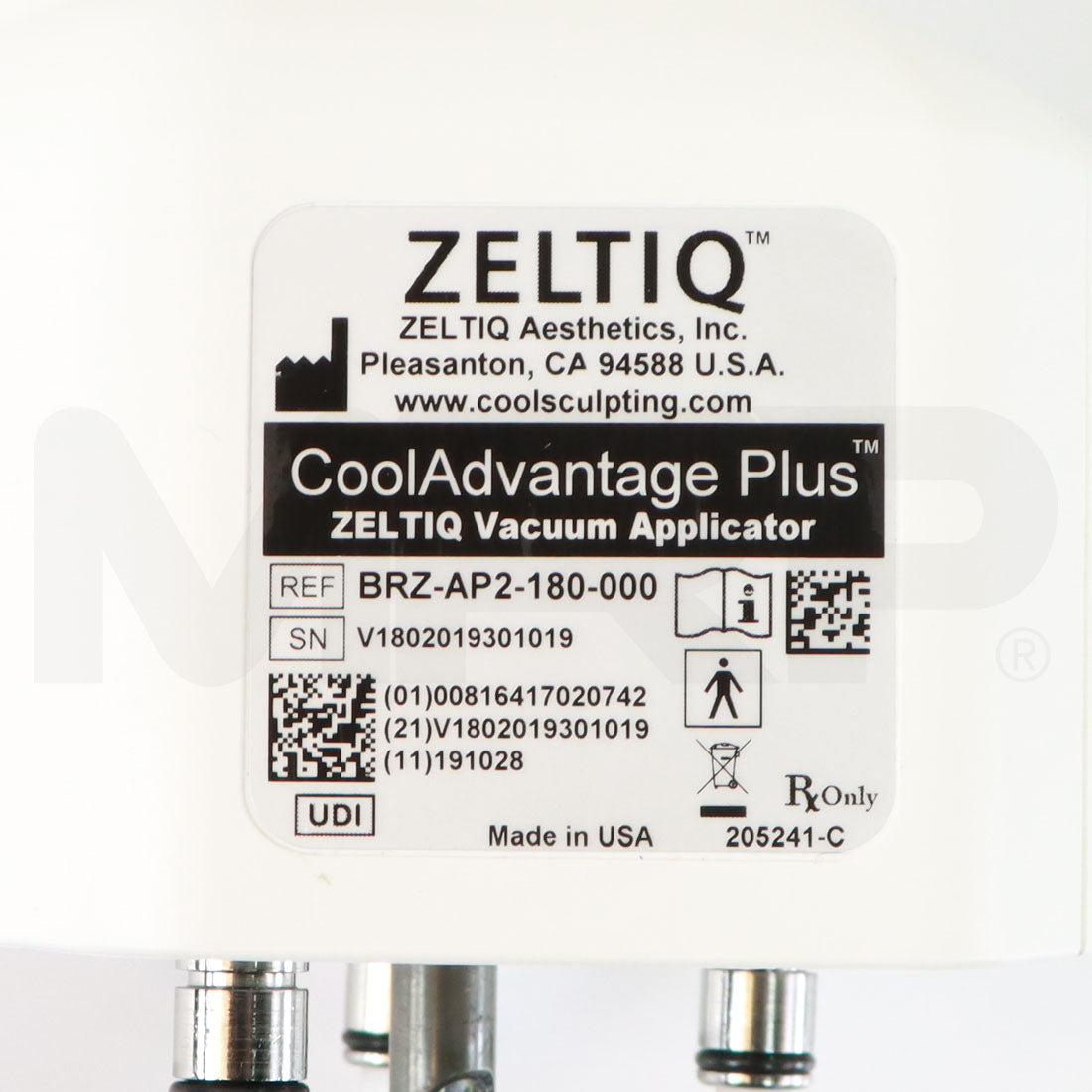 Zeltiq CoolSculpting CoolAdvantage Plus Vacuum Applicator Label