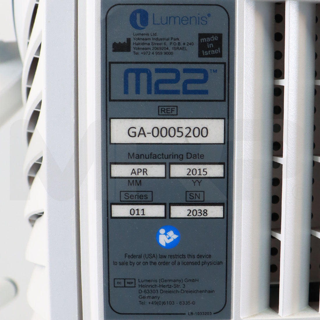 2015 Lumenis M22 Laser Skin Treatment System