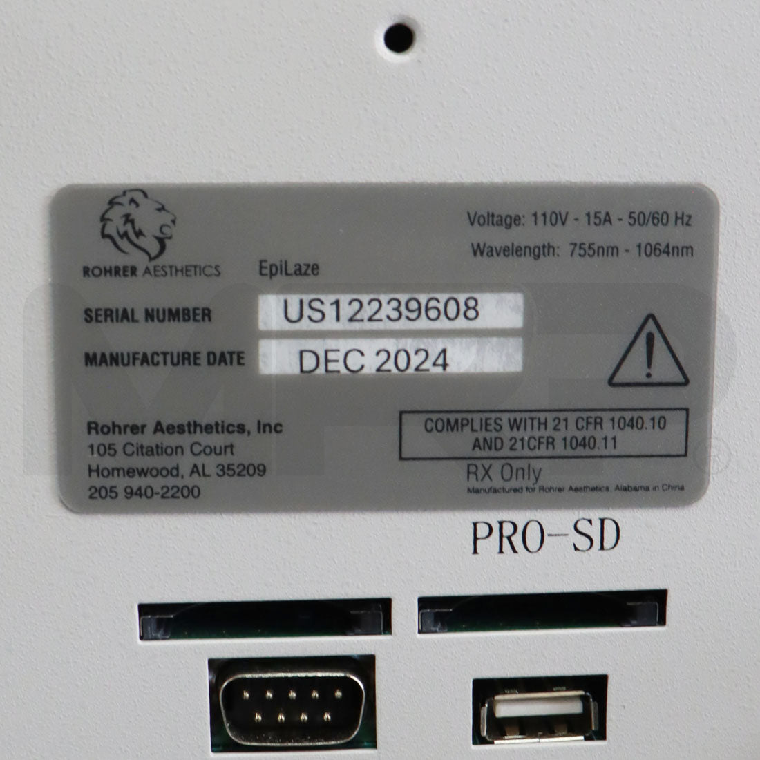 2024 Rohrer Aesthetics EpiLaze Hair Removal HR 755nm 810nm 1064nm Diode System