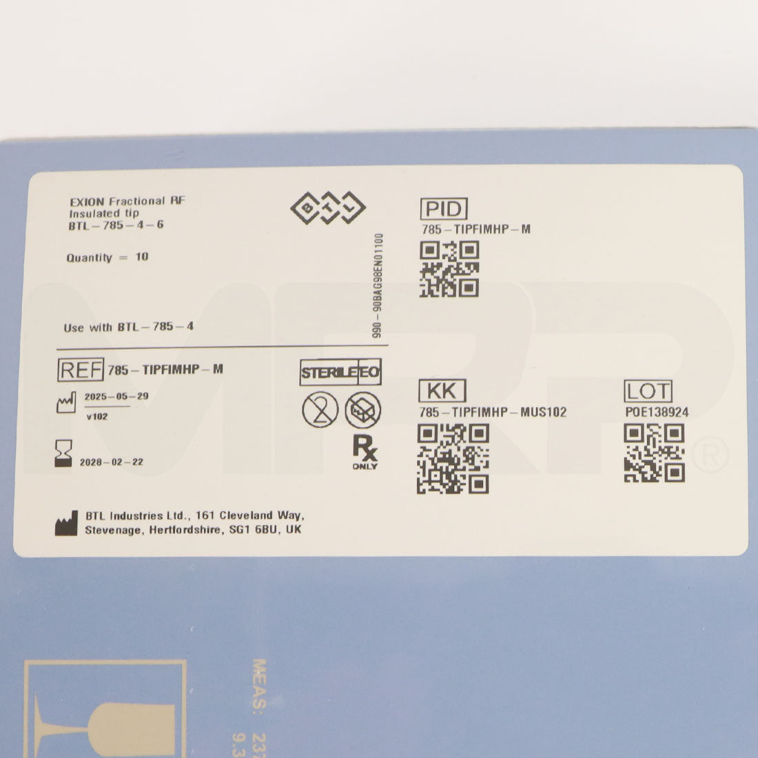 BTL Exion Fractional RF Insulated Tip Label