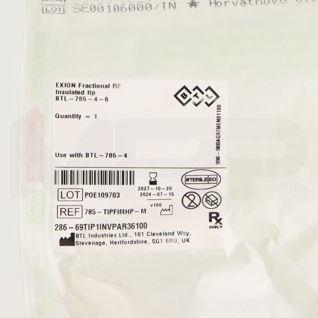 BTL Exion Fractional RF Insulated Tip Label