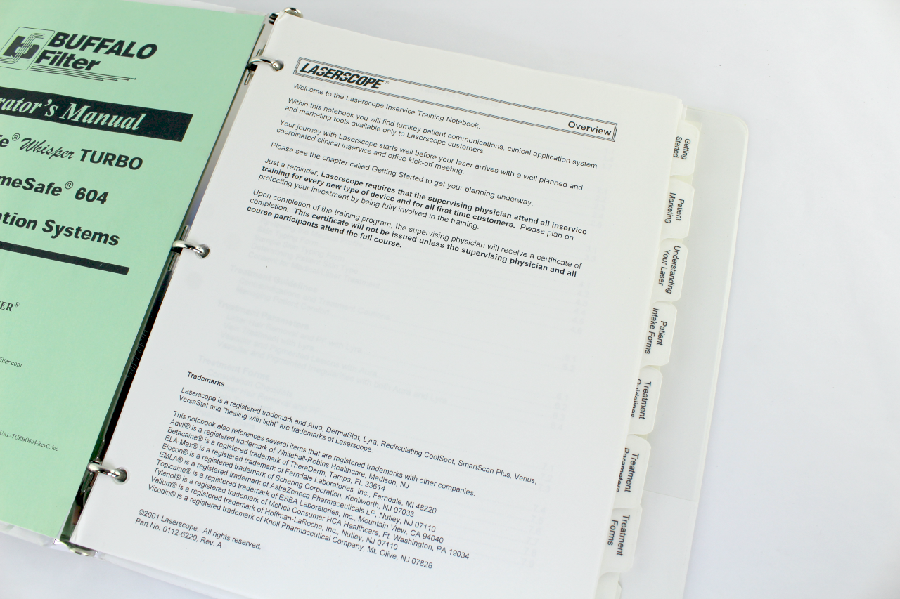 Laserscope Lyra and Aura Inservice Training Guide 2001 Part No. 0112-6220