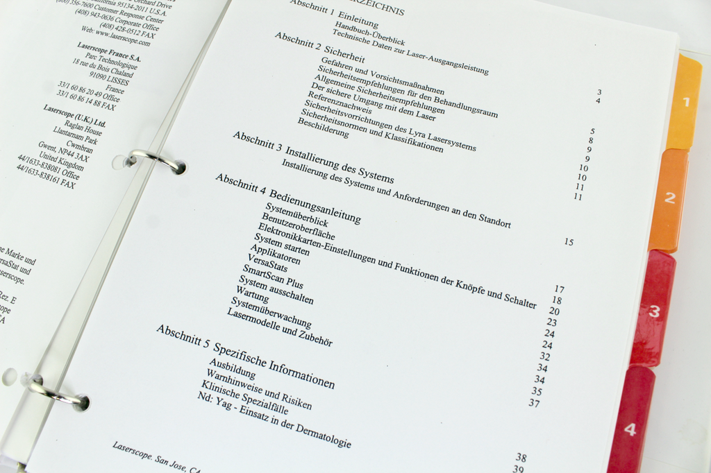 Laserscope Lyra Laser System Operator's Manual World Version 2000 (5 Languages)
