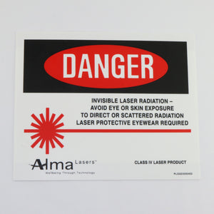 Alma Lasers Laser Treatment Room Danger Eye Protection Warning Sign 7.5x9"