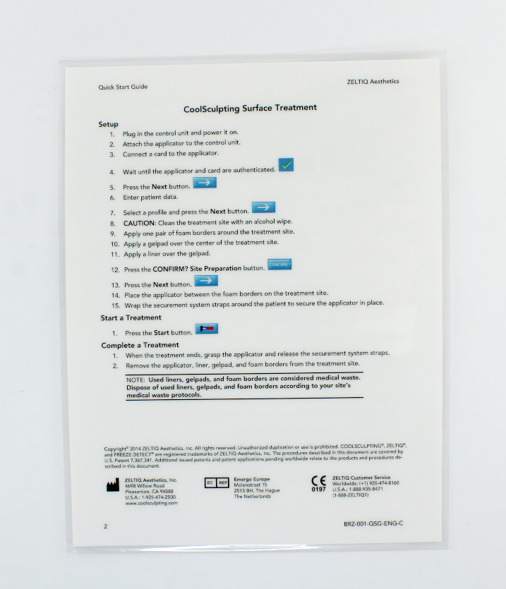 CoolSculpting System User Manual, Quick Start Guide and Troubleshooting Guide