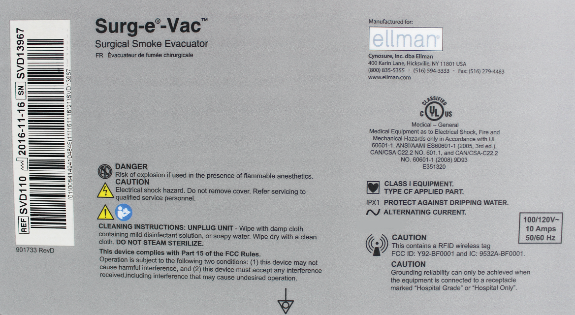 Ellman Surg-e-Vac Smoke Evacuation System with Quadtration Technology