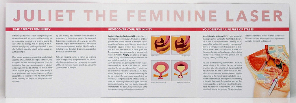 Zarin Asclepion JULIET Feminine Wellness Laser Office Marketing Brochure 50-Pack