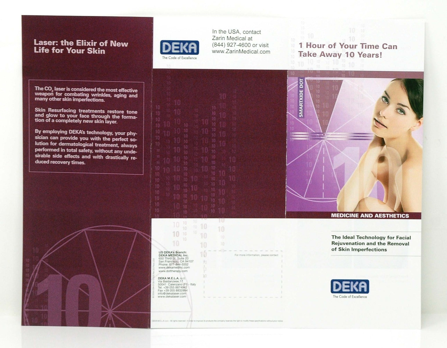 Zarin DEKA SMARTXIDE DOT BROCHURE Skin Resurfacing Acne Office Marketing x50 Pcs