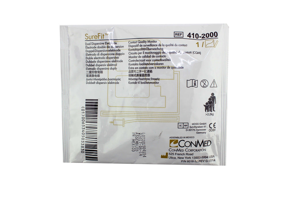 ConMed Sure Fit Dual Dispersive Electrode 2017-04-14 REF 410-20000 Qty:13