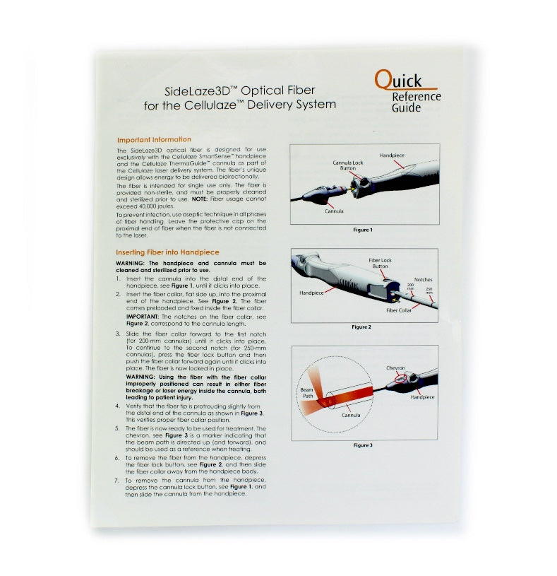 Cynosure SideLaze3D Optical Fiber for the Cellulaze Quick Reference Guide