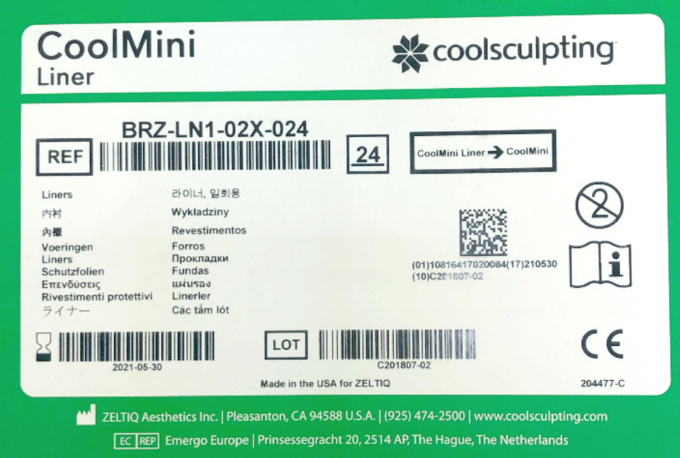 Zeltiq CoolSculpting Mini BRZ-LN1-02X-024 CoolMini Cool Liners 24PK EXP 2021-05