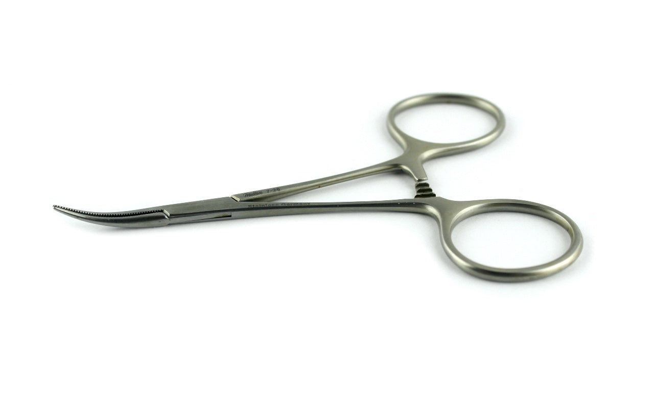 Miltex Hemostatic Mosquito Forceps Stainless Steel Curved Serrated Tip, 3-1/2"