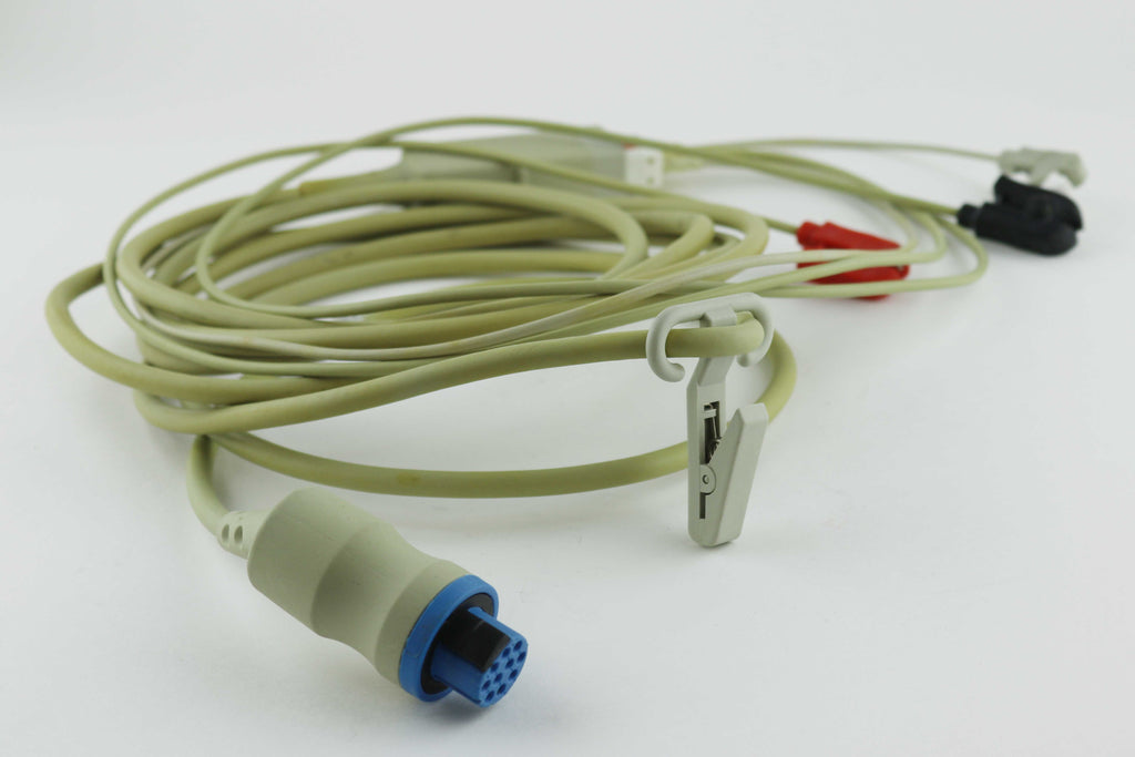 Datex-Ohmeda 545302 3-Lead ECG Trunk Cable 10FT w/ Clamp Leads UNTESTED