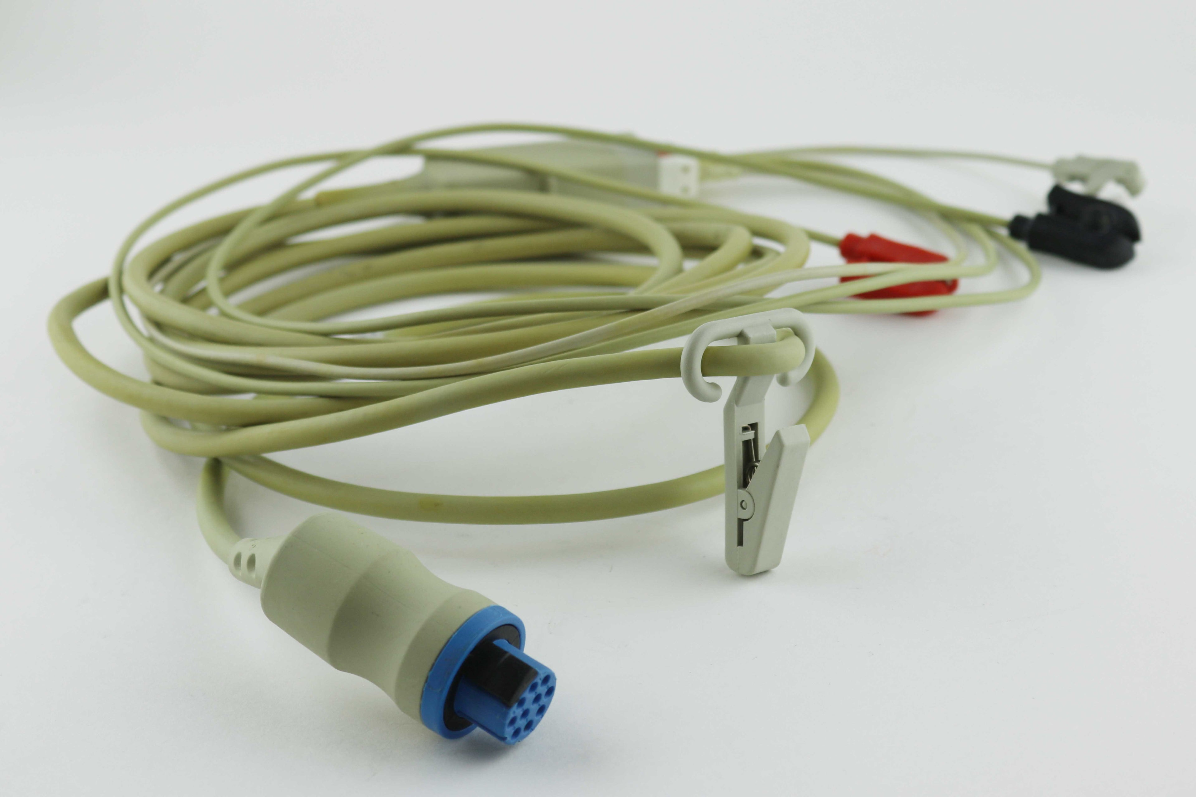 Datex-Ohmeda 545302 3-Lead ECG Trunk Cable 10FT w/ Clamp Leads UNTESTED