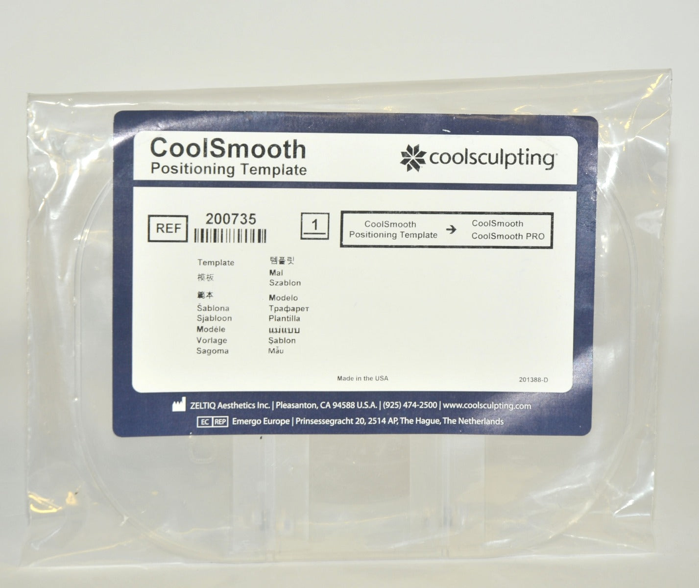ZELTIQ CoolSculpting CoolSmooth PRO Positioning Template 200735 CoolSculpt NEW