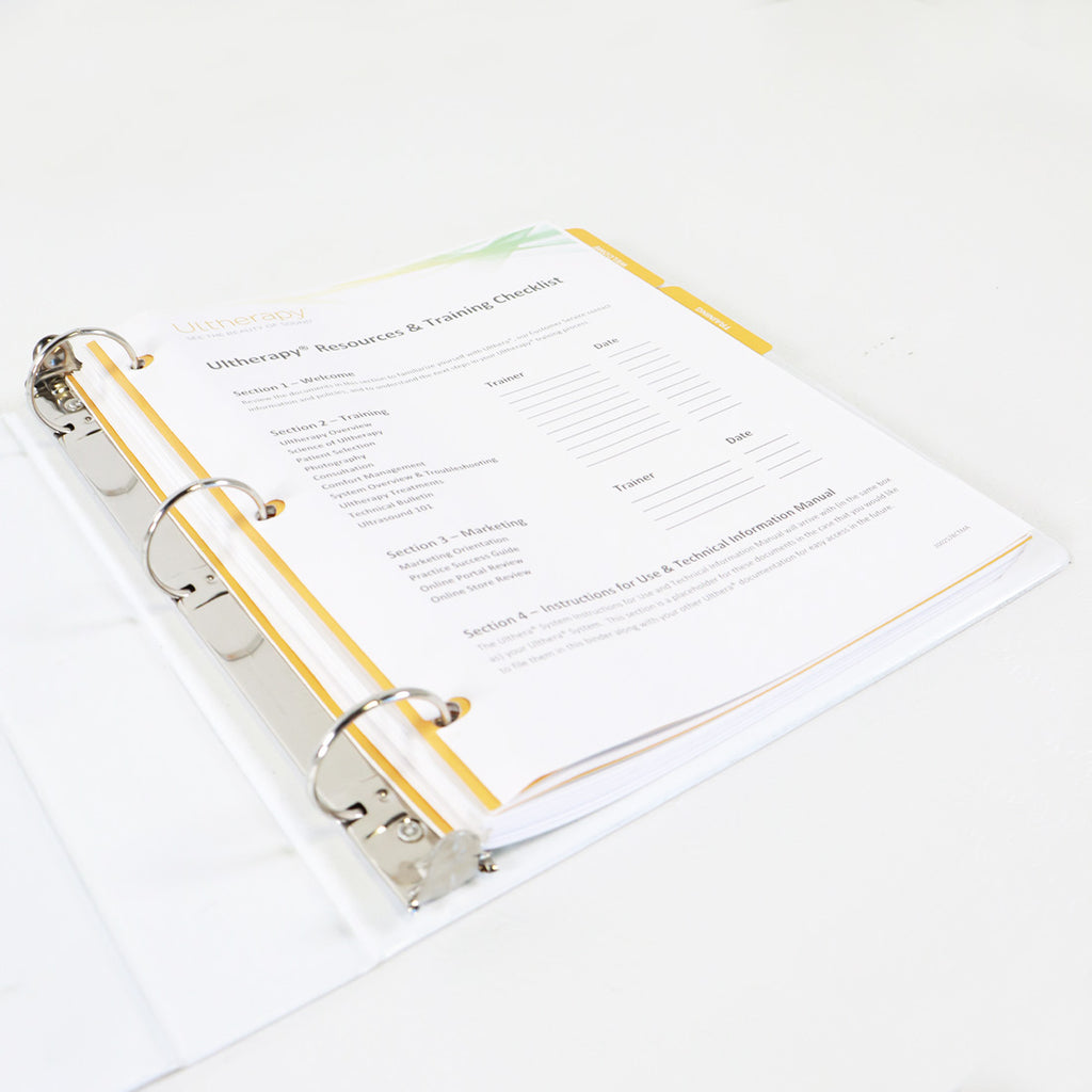 Ulthera Ultherapy 'See The Beauty Of Sound' Customer Reference Guide Binder