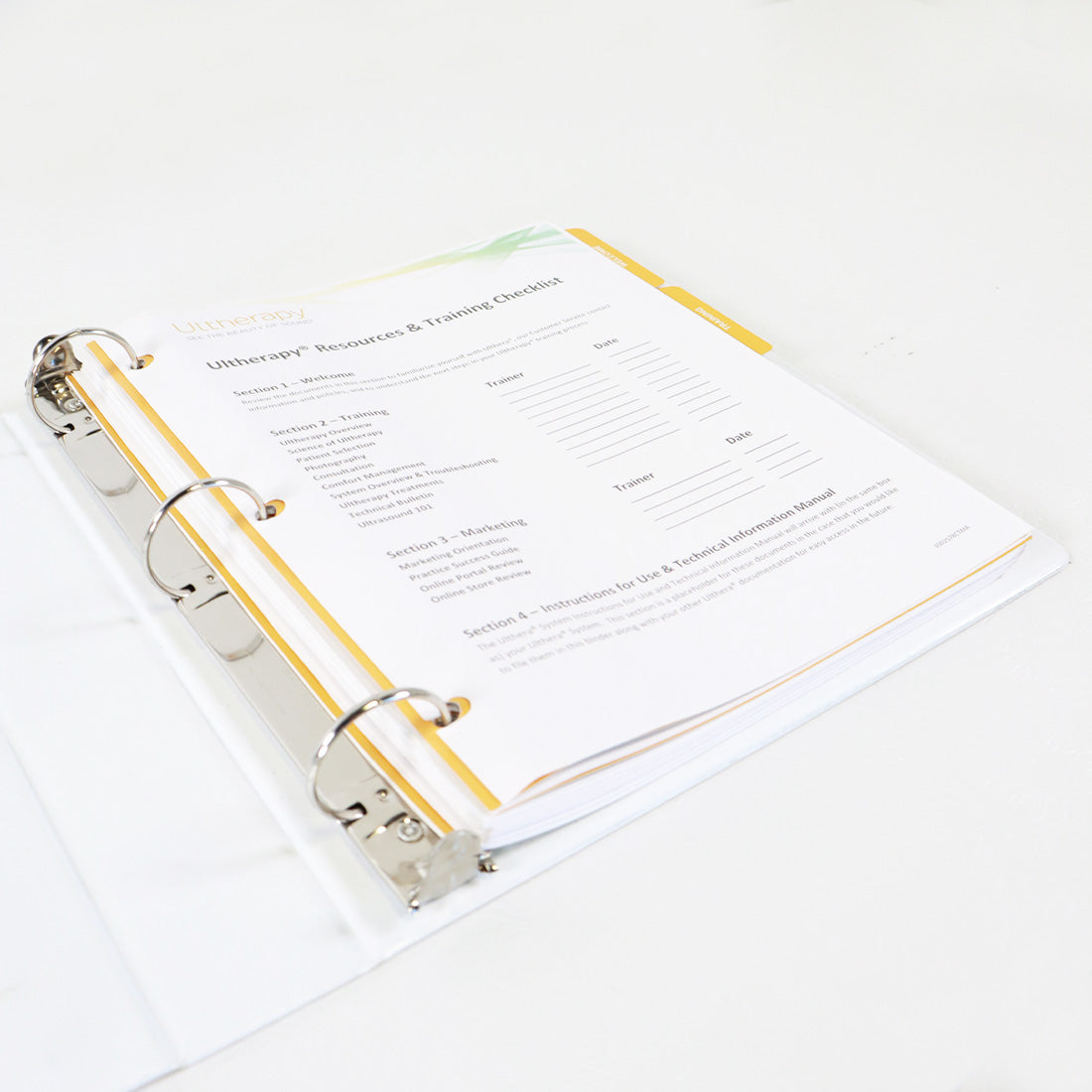 Ulthera Ultherapy 'See The Beauty Of Sound' Customer Reference Guide Binder