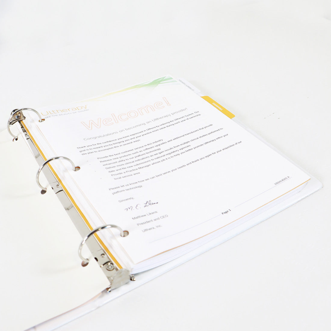 Ulthera Ultherapy 'See The Beauty Of Sound' Customer Reference Guide Binder