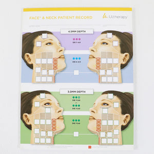 Ulthera Ultherapy Patient Record Face and Neck Record Sheet 4.5mm 3mm 25x Sheets