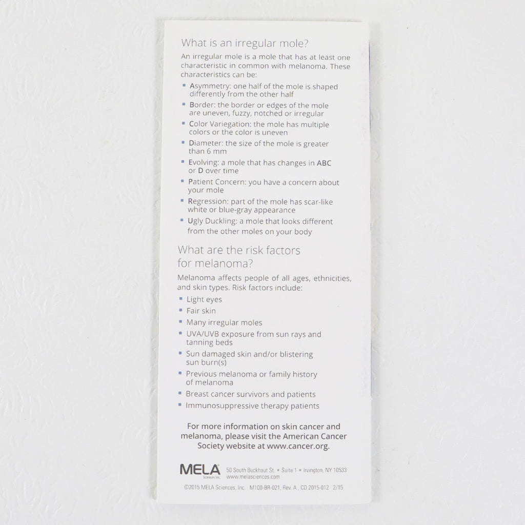 2015 Mela Sciences MelaFind Tri-Fold Informational Pamphlet M100-BR-021 14x