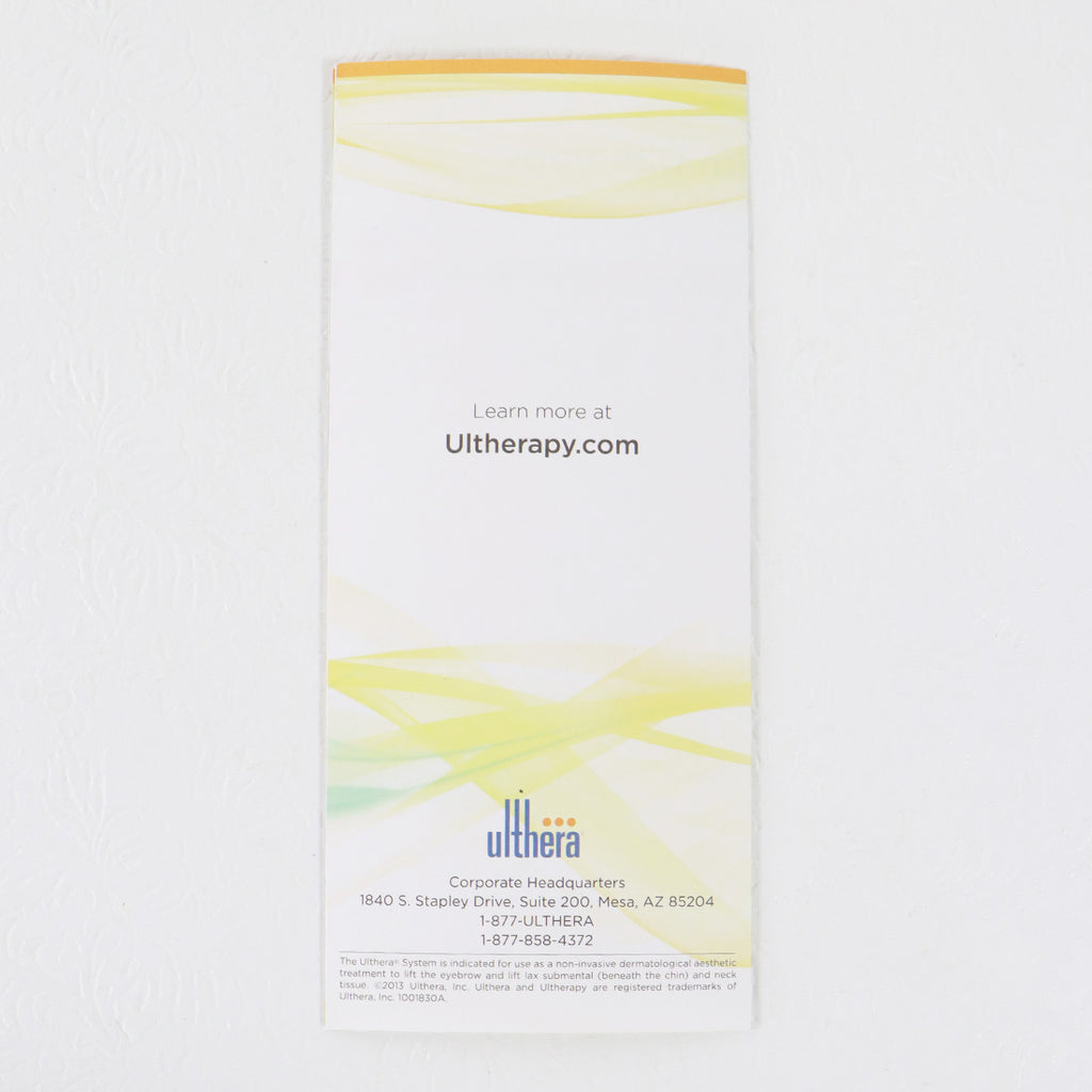 Ulthera Ultherapy Ultrasound Follow Up Post Treatment Patient Notes Brochure 50x