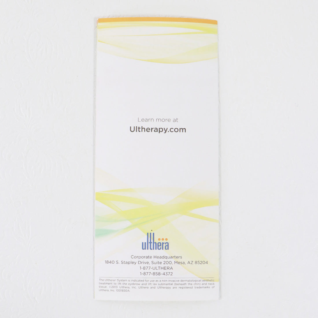 Ulthera Ultherapy Ultrasound Follow Up Post Treatment Patient Notes Brochure 38x