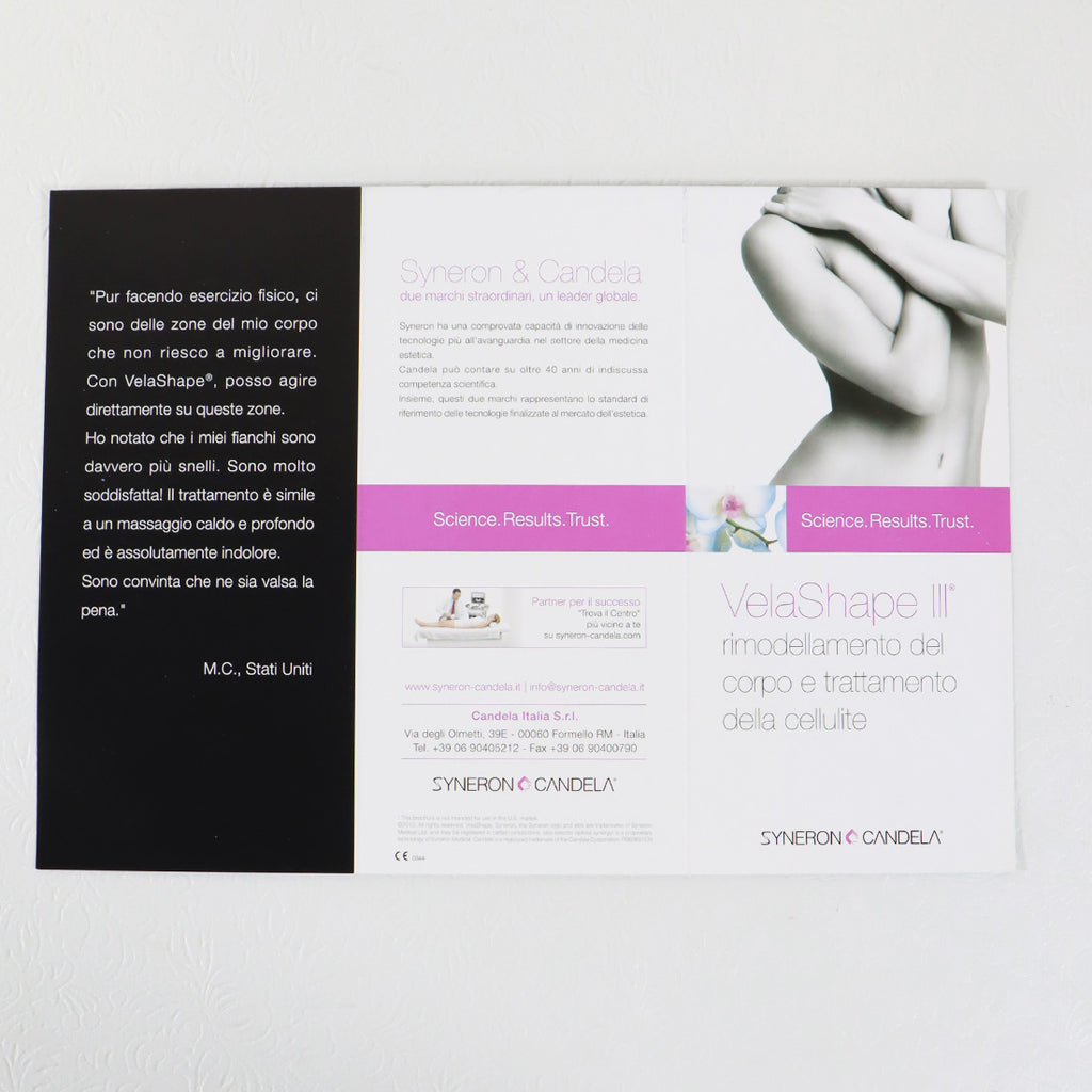 Syneron Candela VelaShape III Before and After Reference Guide Italian