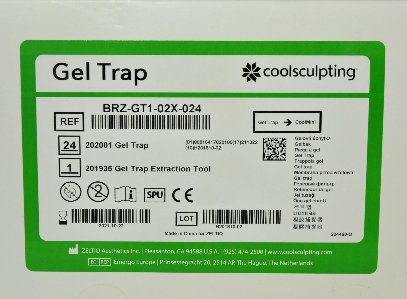ZELTIQ CoolSculpting CoolMini Gel Trap BRZ-GT1-02X-024 Cool Mini 20 Pcs EXP 2021
