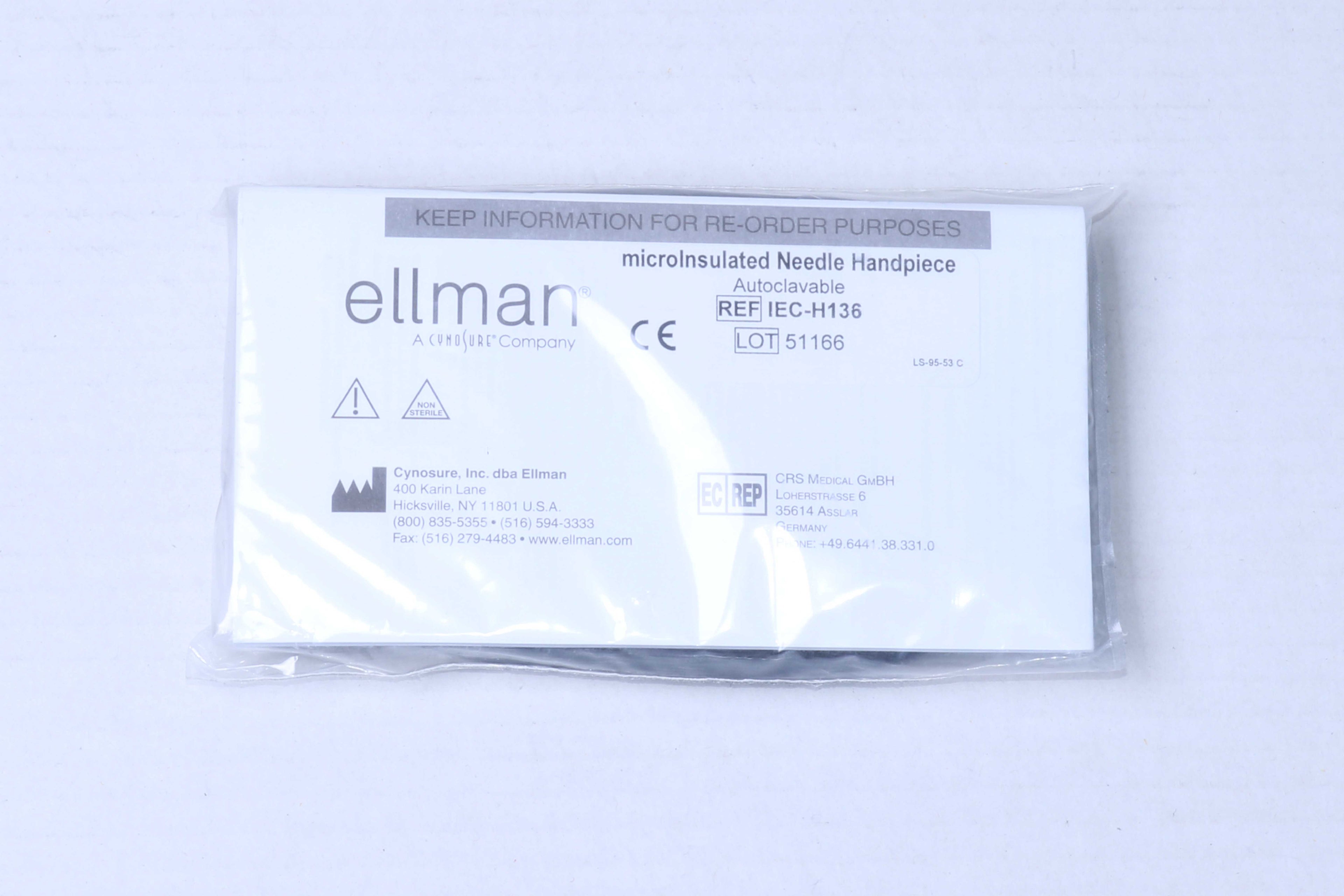 Cynosure Ellman Reusable MicroInsulted Needle Handpiece IEC-H136 - New