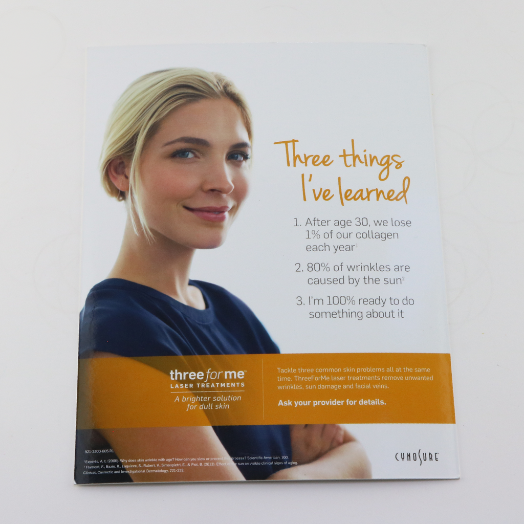 Cynosure Three for Me Laser Treatment Marketing Display Sign 8.5x11" Never Used
