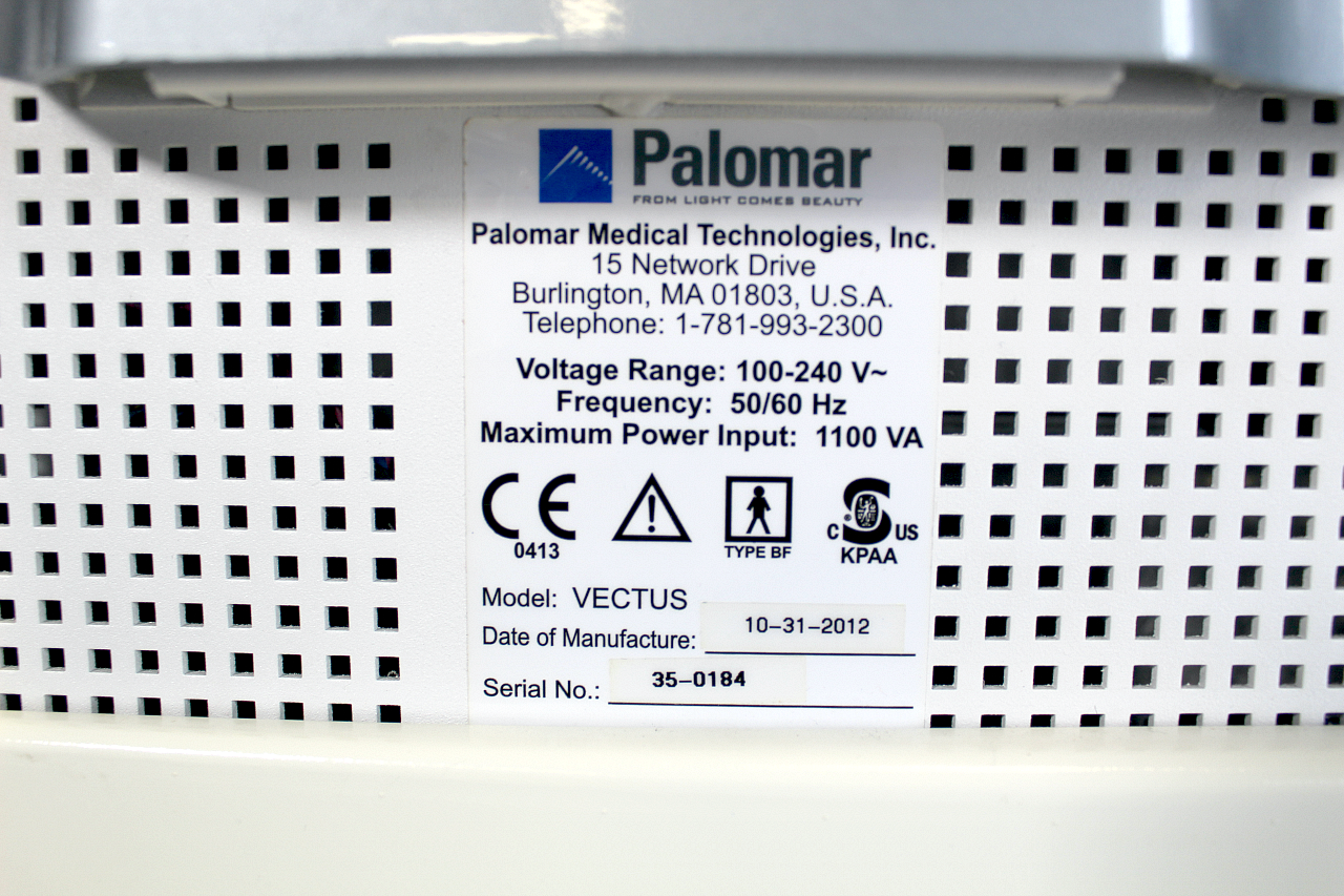 2012 Cynosure Palomar Vectus Laser System Hair Removal 810 Diode - w/Skintel HR