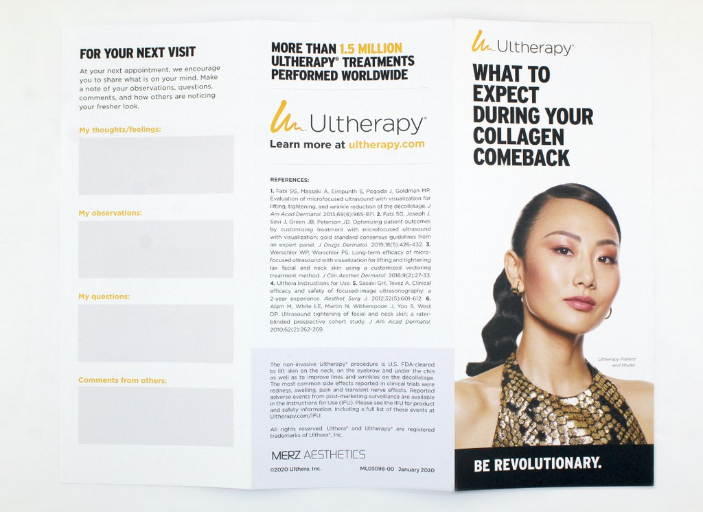 Ulthera Ultherapy What To Expect During Your Collagen Comeback Brochure 25 Pack