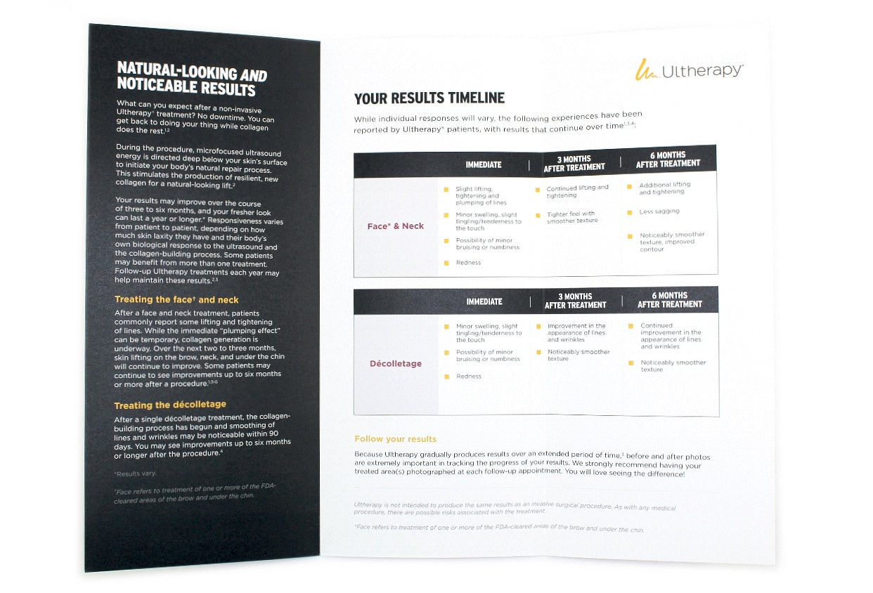 Ulthera Ultherapy What To Expect During Your Collagen Comeback Brochure 25 Pack