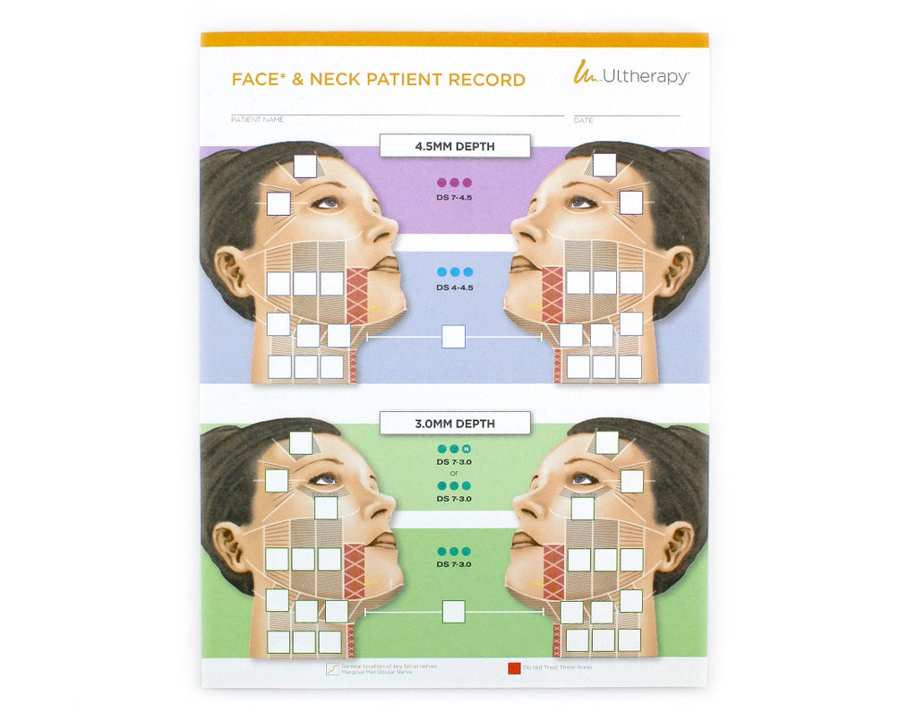 Ulthera Ultherapy Face, Neck & Chest Patient Record Form Pad & Marking Stencil