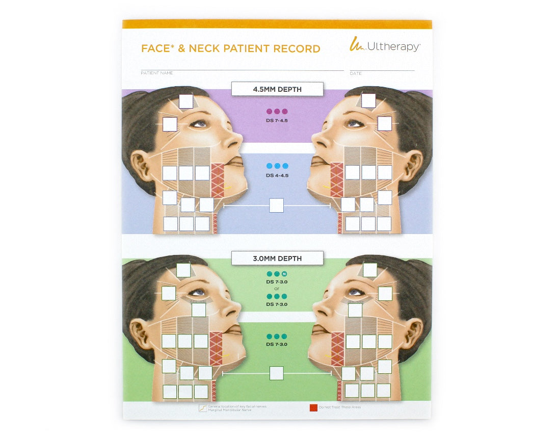 Ulthera Ultherapy Face, Neck & Chest Patient Record Form Pad & Marking Stencil