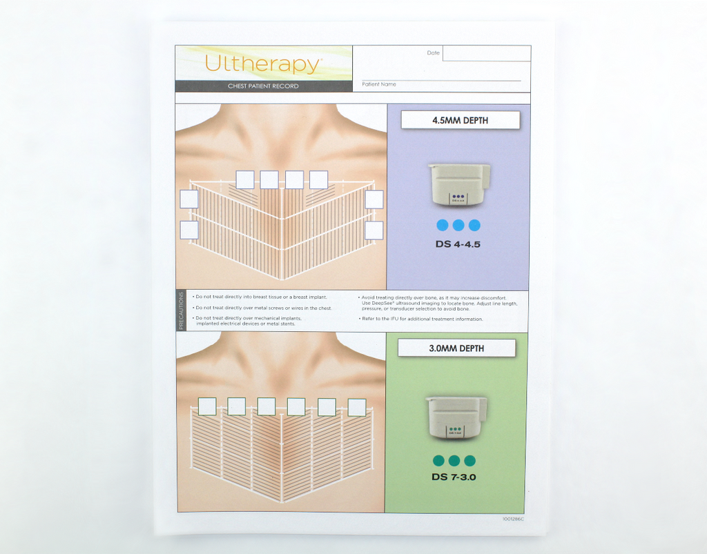 Ulthera Ultherapy Face, Neck & Chest Patient Record Form Pad & Marking Stencil