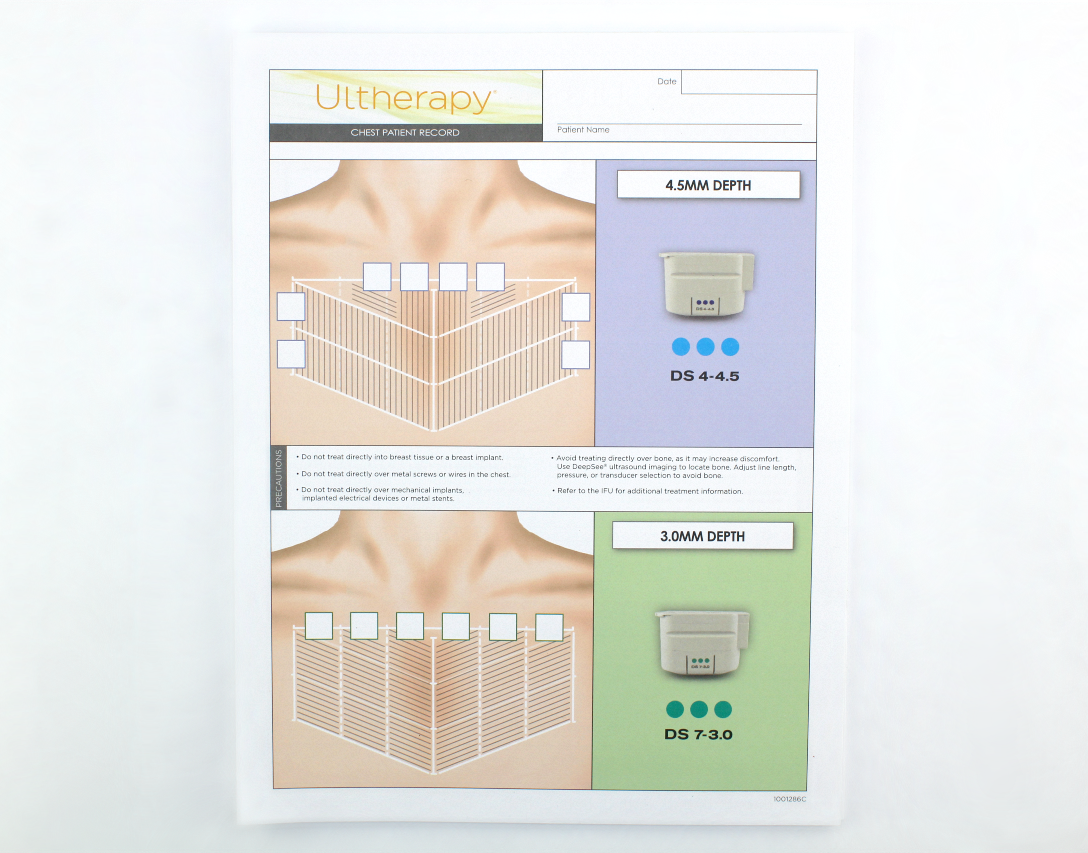 Ulthera Ultherapy Face, Neck & Chest Patient Record Form Pad & Marking Stencil