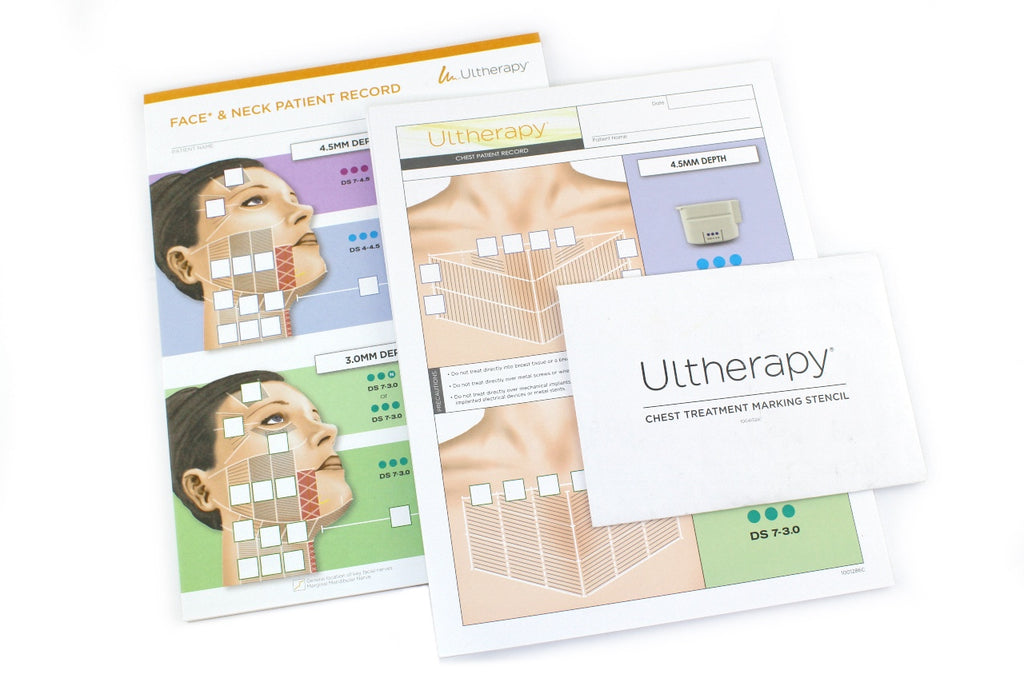Ulthera Ultherapy Face, Neck & Chest Patient Record Form Pad & Marking Stencil