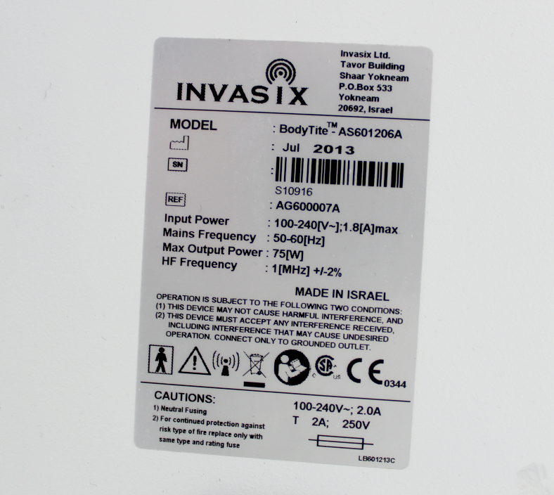 Invasix BodyTite Fractora 2013 TiteFX BodyFX Fractional Restore Skin INMODE