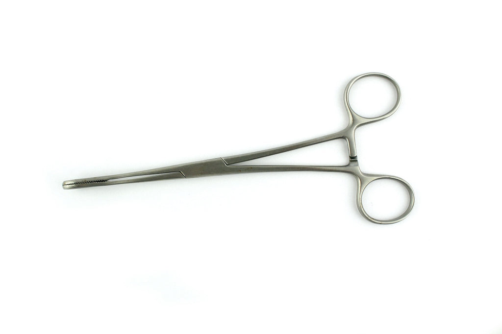 Tiemann Sponge Forceps Straight 7" Stainless Steel Self-Locking Serrated Tip