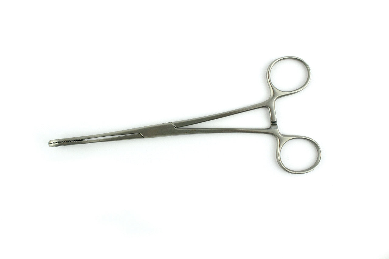 Tiemann Sponge Forceps Straight 7" Stainless Steel Self-Locking Serrated Tip