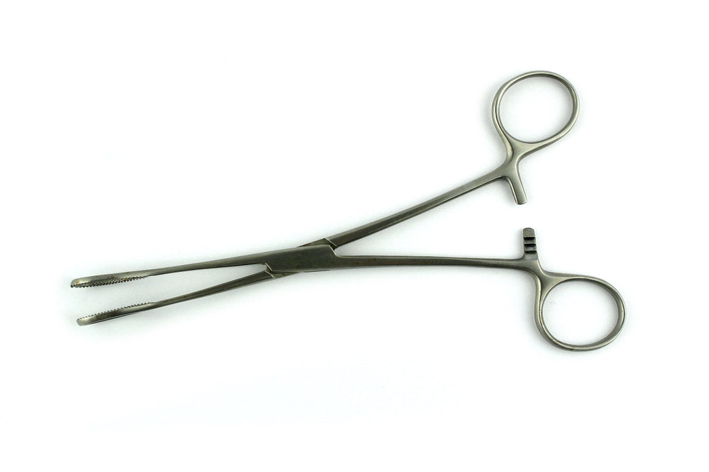 Tiemann Sponge Forceps Straight 7" Stainless Steel Self-Locking Serrated Tip