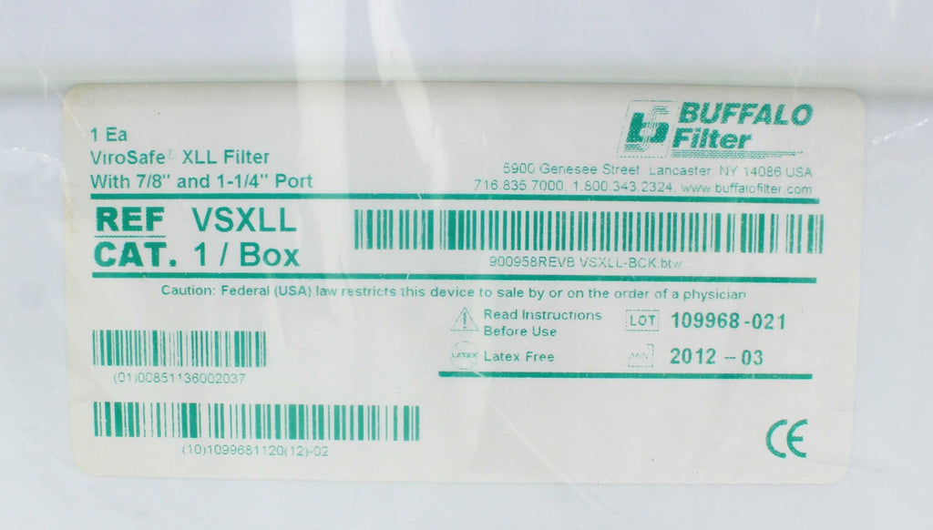 Buffalo Filter ViroSafe XLL VSXLL Smoke Evacuator 18 hours Mfr. 2012-03