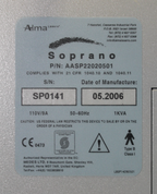 2006 Alma Soprano XL Laser System - 1Hand Piece 810nm Diode - Hair Removal HR