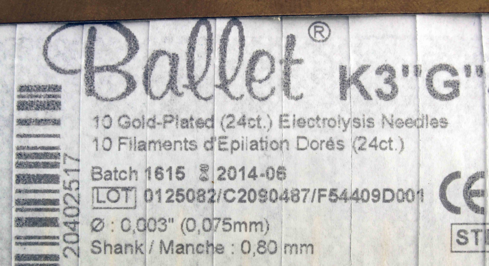 Ballet K3 "G" Gold-Plated (24ct.) Insulated Electrolysis Needles LOT 89