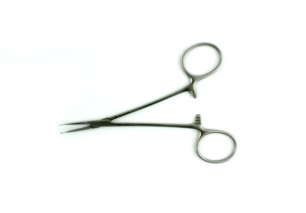 Tiemann Hemostatic Mosquito Forceps Stainless Steel Curved Serrated Tip 4 1/2"