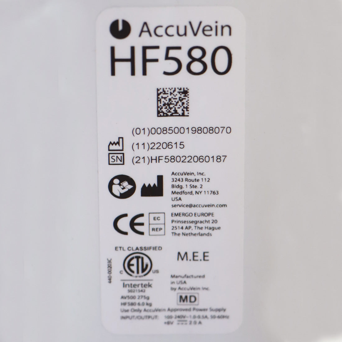 AccuVein Vein Finder HF580 Illuminator Rolling Cart Stand AV500 Handpiece HP