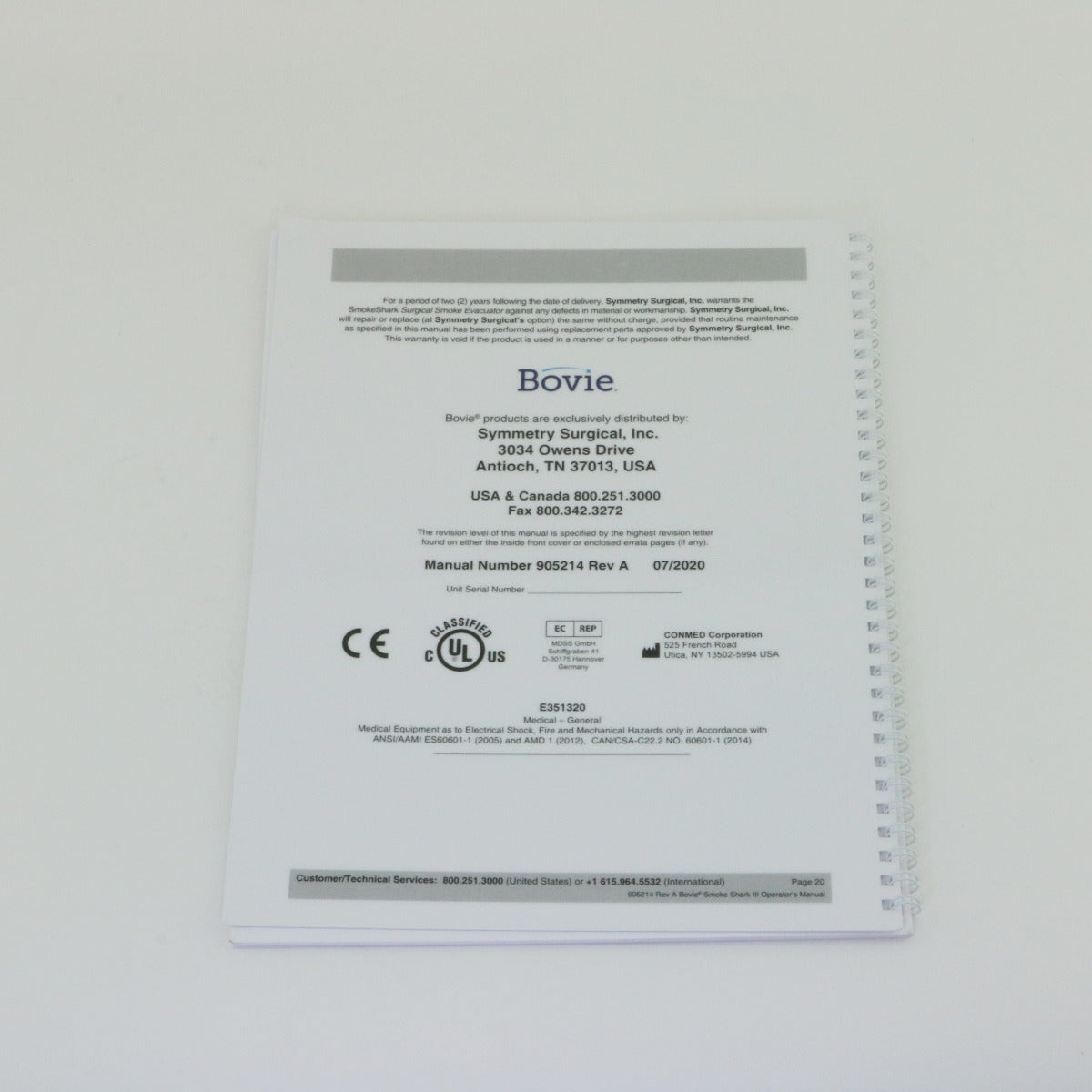 Bovie Smoke Shark III 3 Surgical Smoke Evacuator Operator Manual 905214 2020