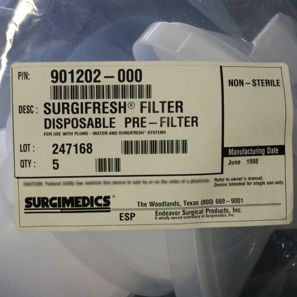 SurgiMedics SurgiFresh Plume-Inator 901202-000 1 Pre-Filter 3-PACK 1998