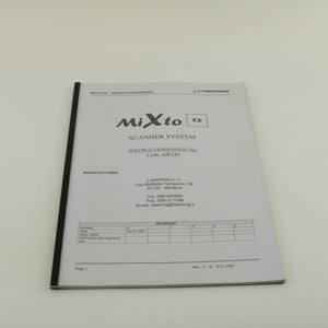2007 Lasering MiXto SX CO2 Laser Scanner Instruction Manual AI0546 REV 0